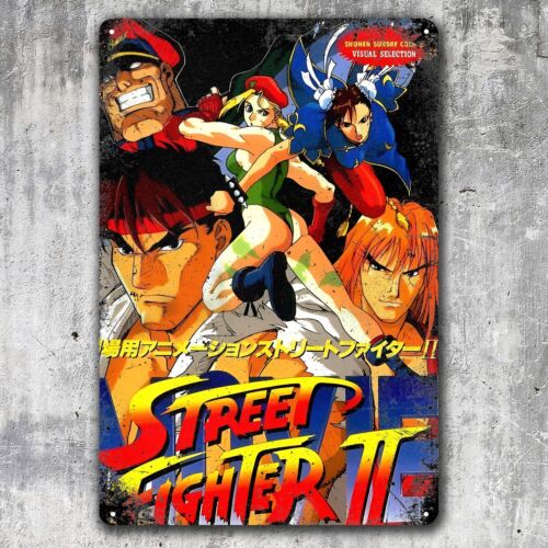 Retro Gaming Us - ملصق معدني لألعاب الفيديو Street Fighter