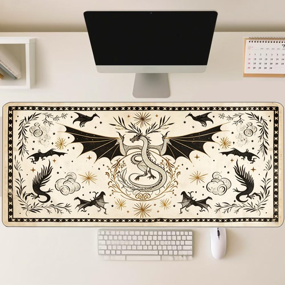 Retro Gaming Desk - بساط فأرة كبير بتصميم التنين الورقي