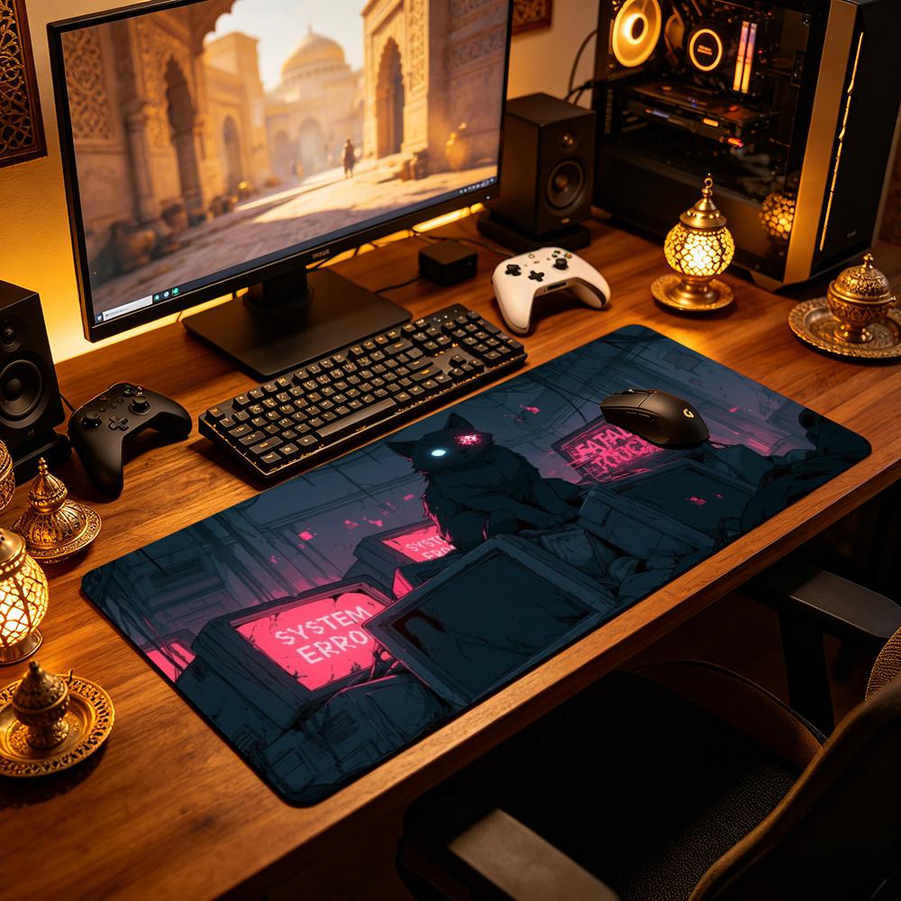 بساط فأرة ألعاب كبير بتصميم قط - مراجعة Retro Gaming Desk وسعره